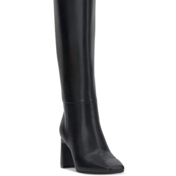 INC Odina Dress Boots Black Smooth 9.5W Extra Wide Calf Square Toe MSRP $149 - Picture 1 of 6